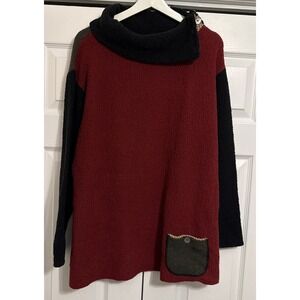 Vintage Margaret Winters Sweater Size L Reversible Lagenlook USA Color Block